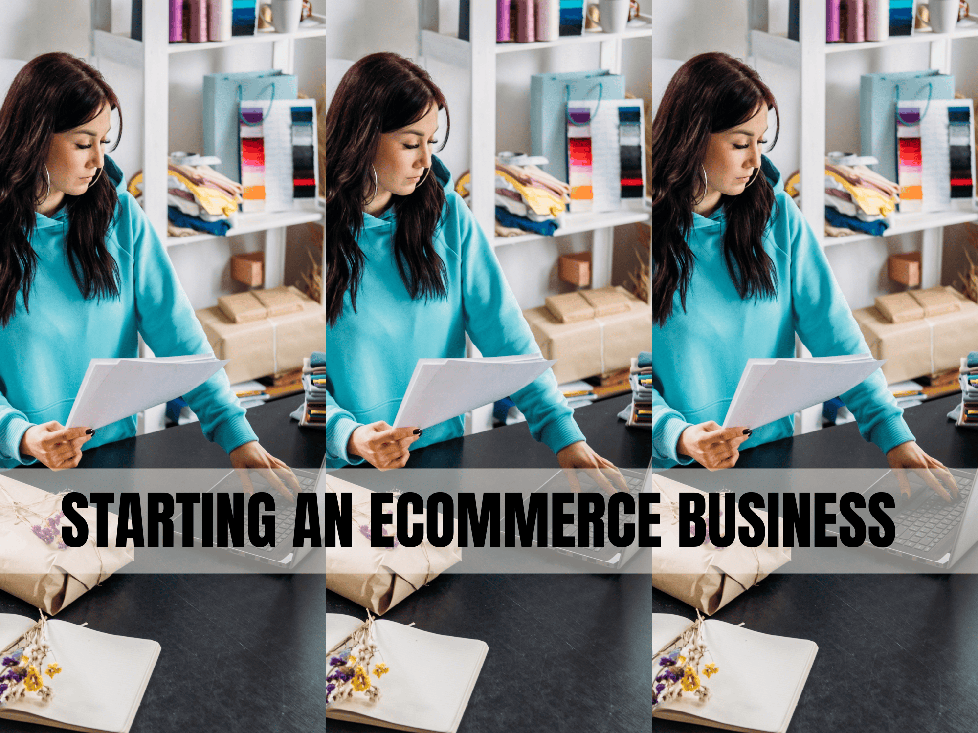 Woman on a desk looking over papers