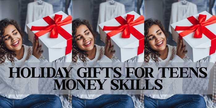 Teen in her room holding a gift - holiday gifts for teens money skills
