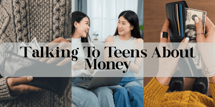 Two teens sitting on the sofa discusing money - Talking to teens about money