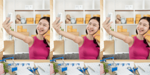 Young Teen girl holding her phone while recording what she is selling - Teen can make money.