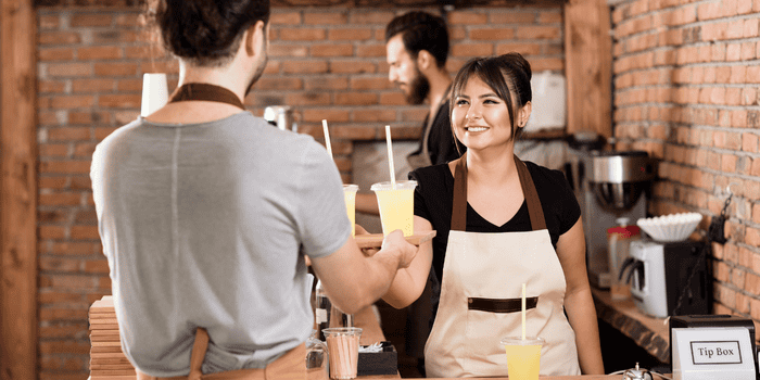 Teen Summer Job Money Tips - Teen serving beverage to customer