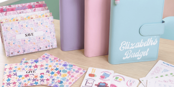 3 different colored binders with all accessories - Budget Binder Kits for Teen