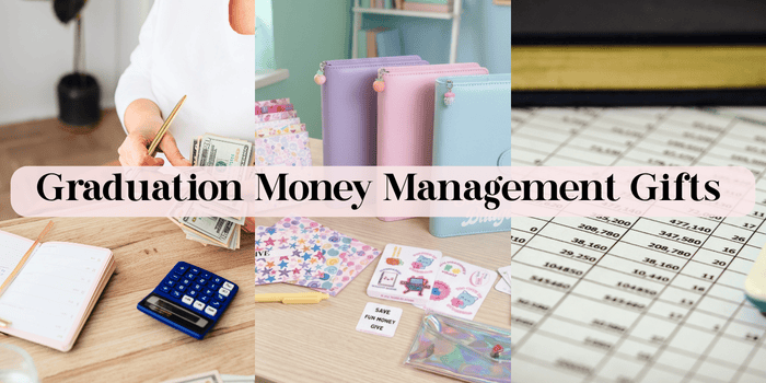 binders, journals, trackers on table -Graduation Money Management Gifts