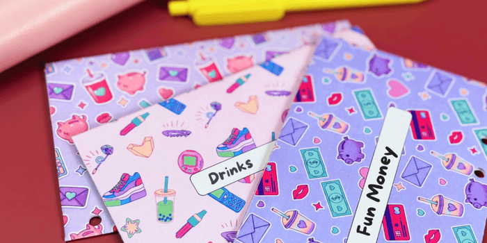 Saving Challenge trackers with cash envelopes - Graduation Money Management Gifts