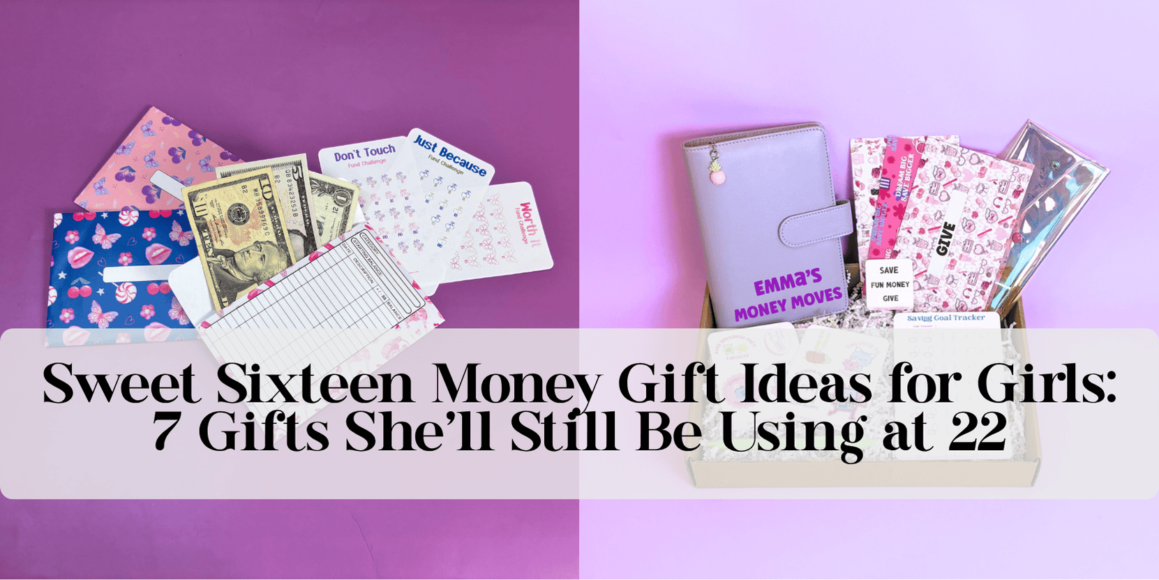 Binders laying on flat area with accessories/sweet sixteen money gift ideas for girls