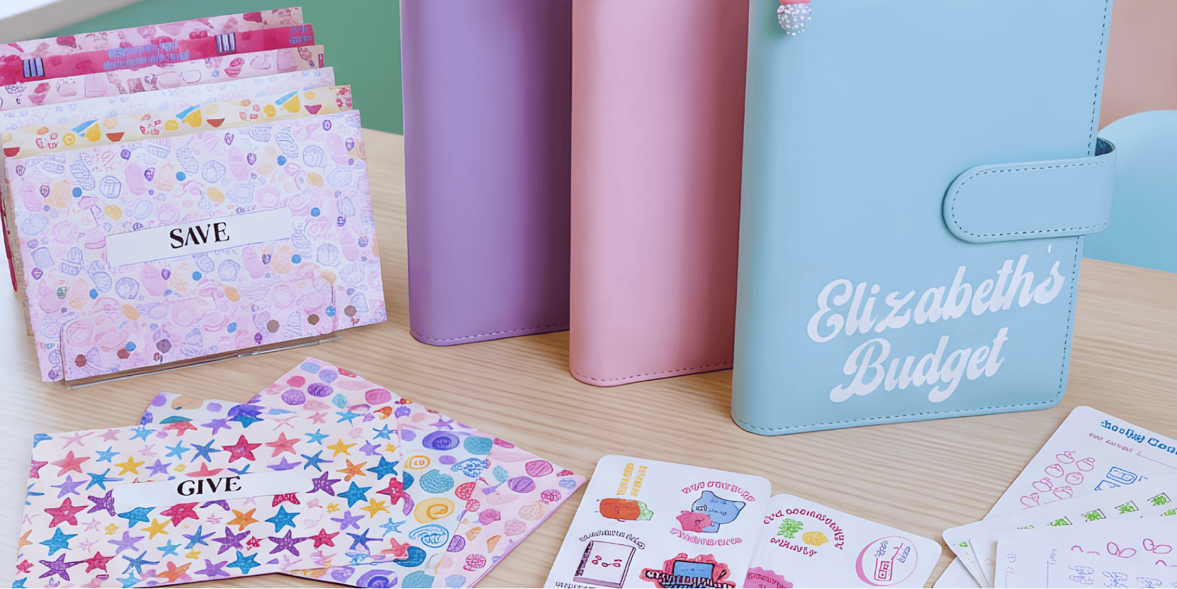 Binders standing up on teen desk - sweet sixteen money gift ideas for girls