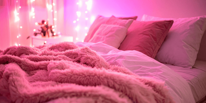 Young female bedroom in pink with pink bedding sets/Blanket Gifts for Teen Girls